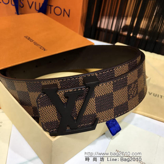 路易威登 經典款 LV INITIALES DAMIER腰帶 休閒百搭 男士皮帶  xfp1113